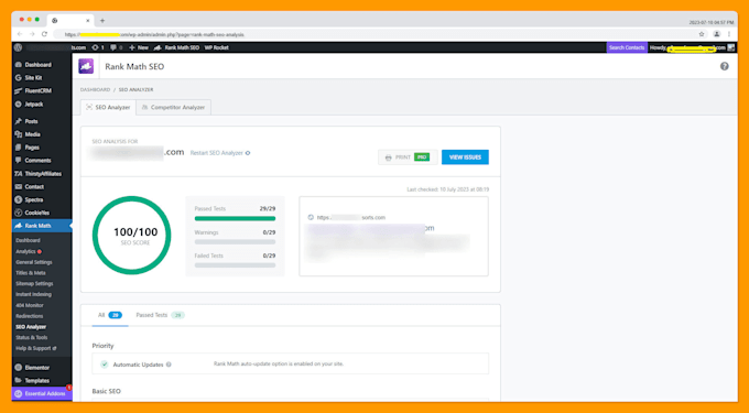 set up rank math SEO with a 90 score