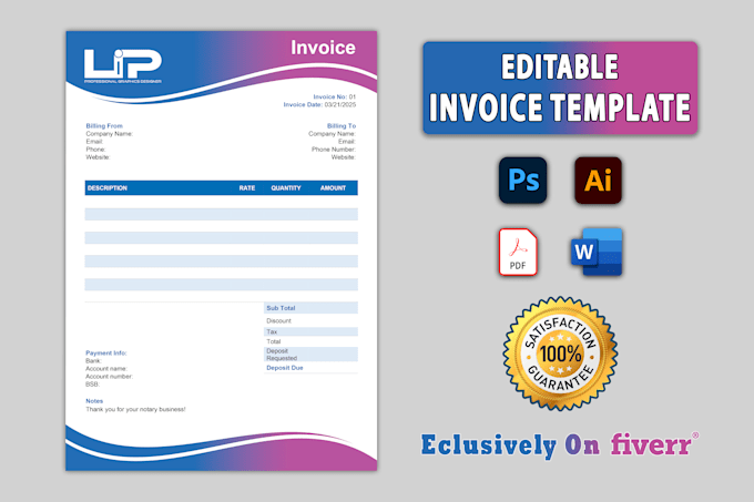 design an editable invoice template