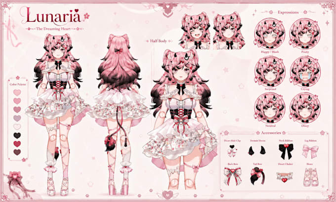 create anime vtuber character reference sheet art design vtuber oc ref sheet