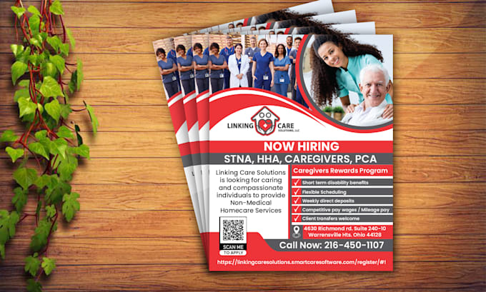 design cpr, home care, medical, lab, notary, dental, and healthcare flyer