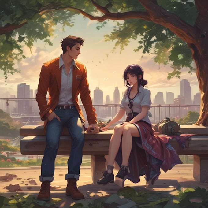 make a anime couple character art anime style