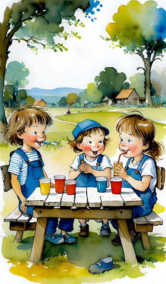 create watercolor children book illustrations