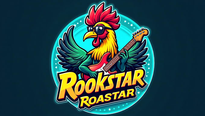 design unique rockstar rooster logo with a creative concept