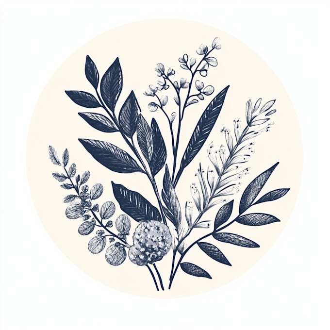 create handdrawn botanical boho logo
