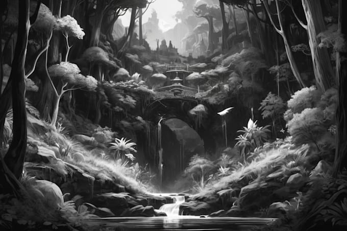 create unique black and white illustrations for you