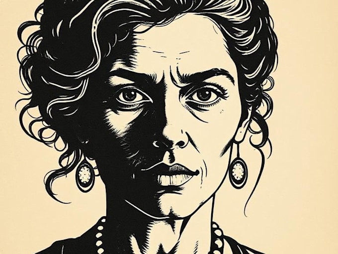 create a portrait print linocut