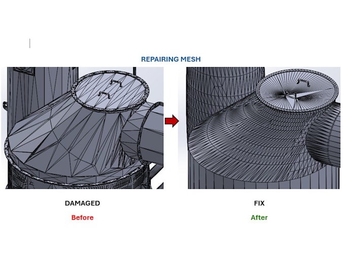 convert, modify stl files and create step cad models for 3d printing