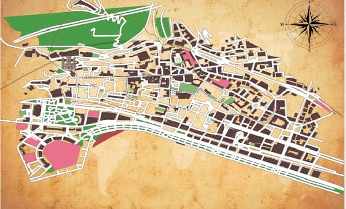 Dibujar ilustración de mapa personalizado, diseño de mapa vectorial ...
