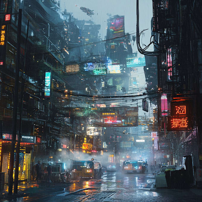 Draw futuristic cyberpunk city and sci fi concept art by Lianaland | Fiverr