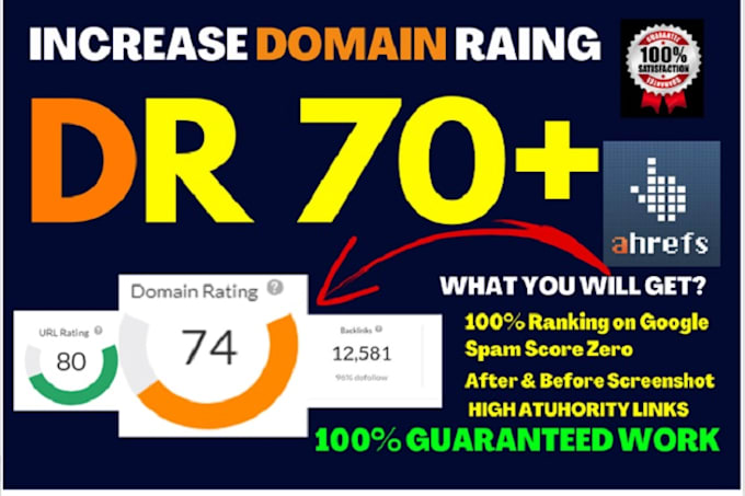 boost domain rating DR 70, da pa 50, tf cf 30