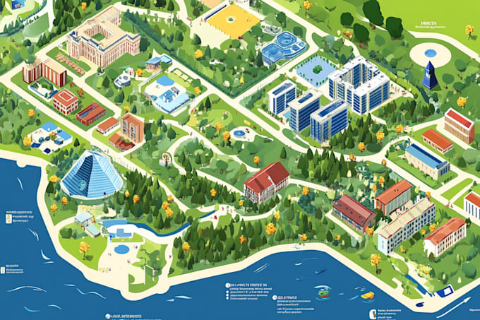 draw a unique vector or isometric map illustration