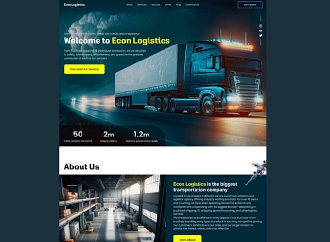 create a professional logistics website, cargo, trucking, dispatch website