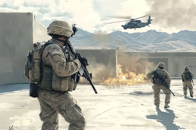 draw military themed illustrations