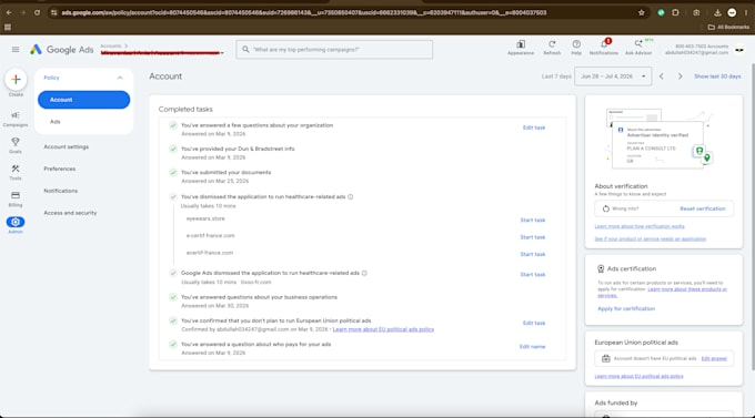 do your google ads business operation verification,  advertiser verification