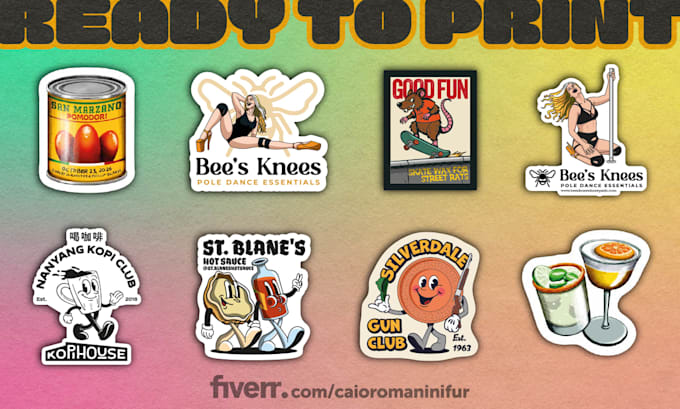 create custom hand drawn print ready sticker design
