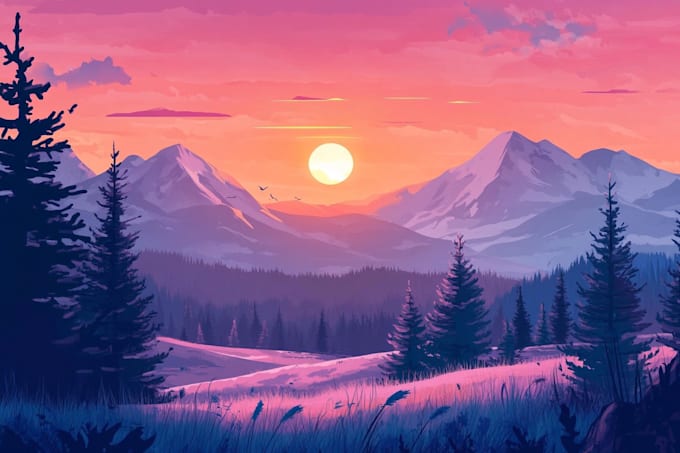 draw a flat vector landscape illustration