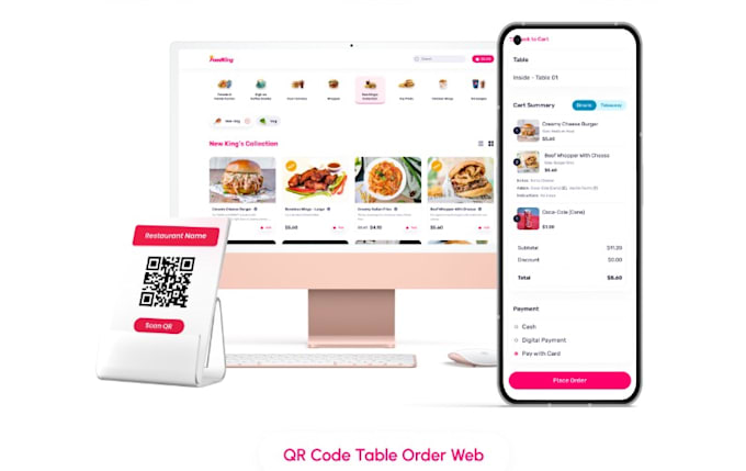 provide a complete restaurant pos software and website and qr table order