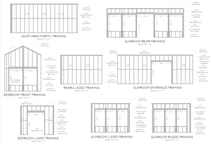 design structural plan, wall, roof or floor framing plan