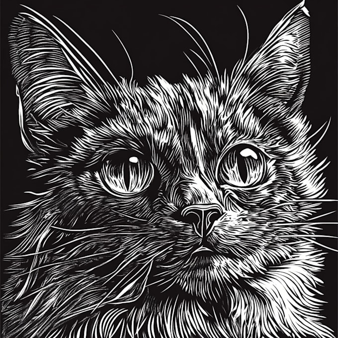 draw engraving linocut style digital drawing art