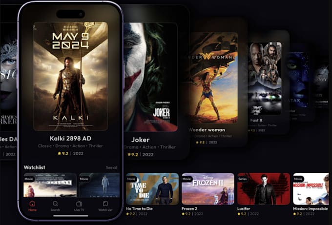 build flix series, live TV, video streaming app with admin panel