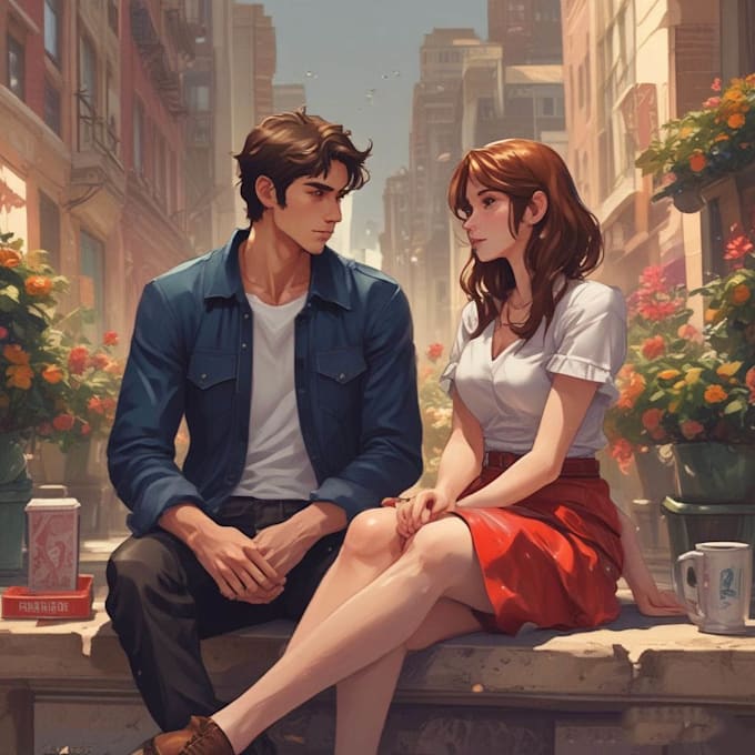 make a anime couple character art anime style
