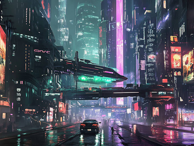 Do cyberpunk, cyberpunk city, scifi art for you by Vantriceves | Fiverr