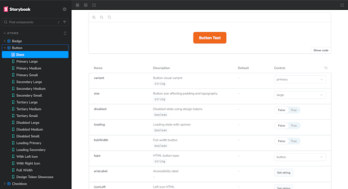 develop custom reusable UI components with react, tailwind, storybook