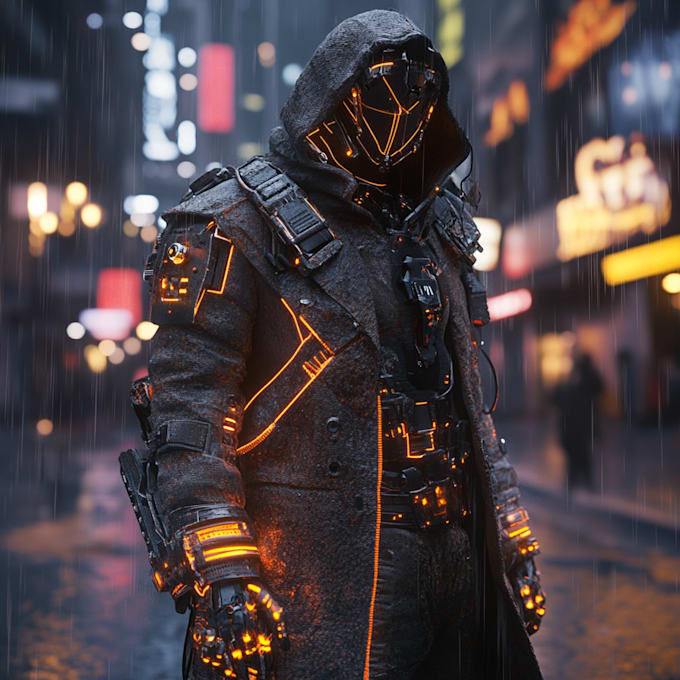 draw star wars cyberpunk, sci fi character art, game character
