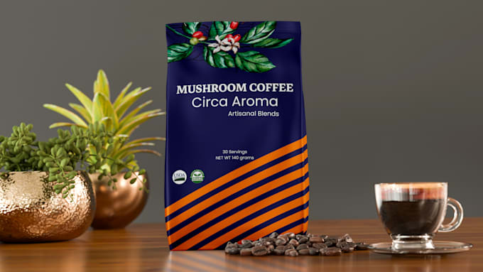 do unique coffee pouch packaging, bag, and label design