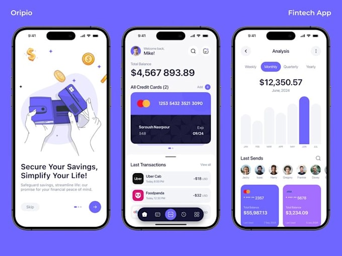 develop fintech mobile app UI UX design finance crypto bank payment