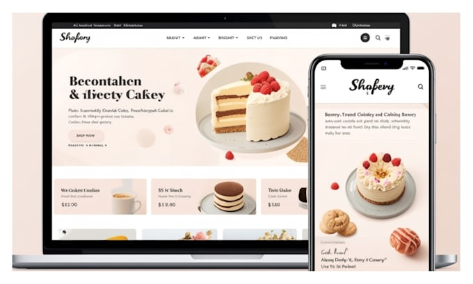 design bakery website, pastries, cupcake shopify store, dessert bakery store