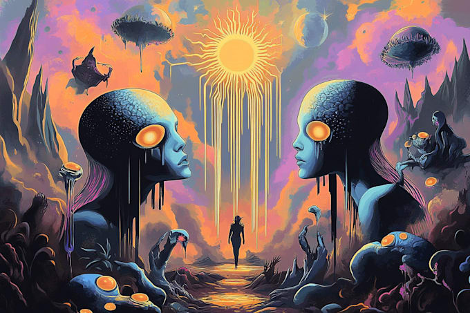 make trippy, psychedelic, surreal, illustrations designs