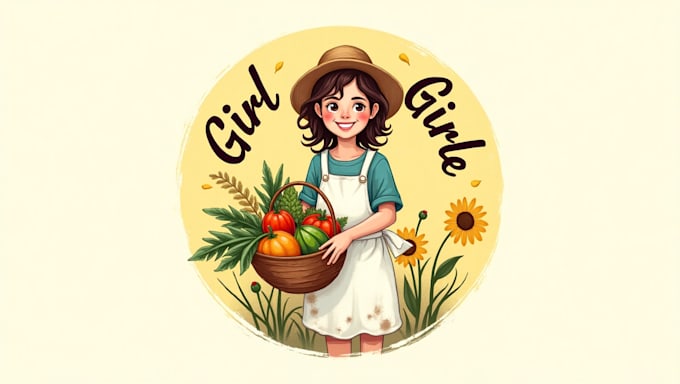 design high quality girl farmer logo with creative concepts