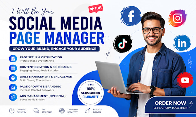 do your social media marketing, organic promotion, ads run and manage your page