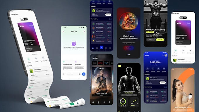 create figma mobile app design, UI UX, saas dashboard UI UX
