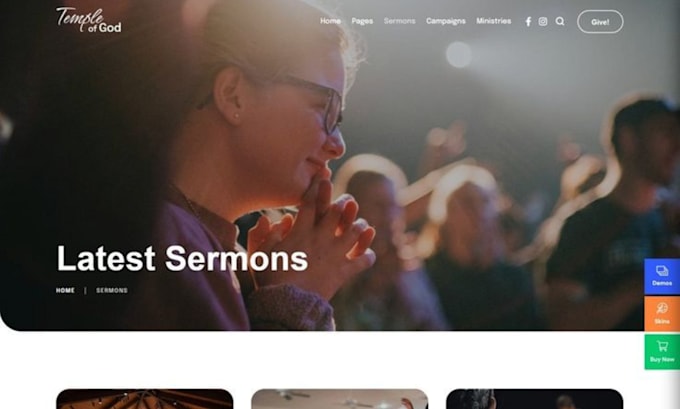 design a church website live session website with livestream, donation feature