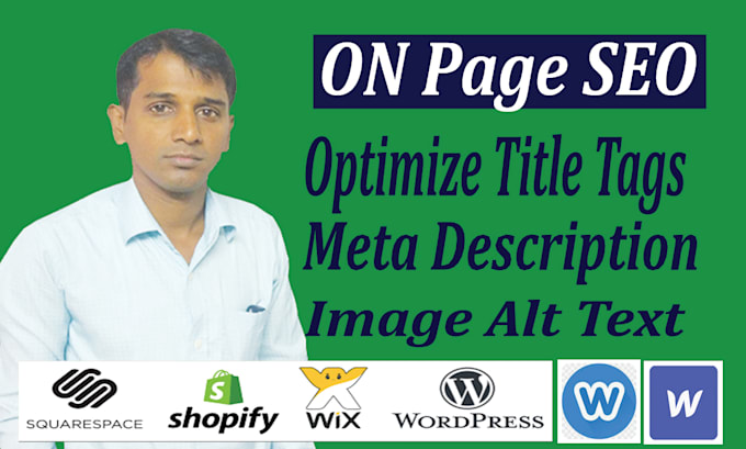 optimize squarespace webflow wix, wordpress, weebly, shopify website on page seo
