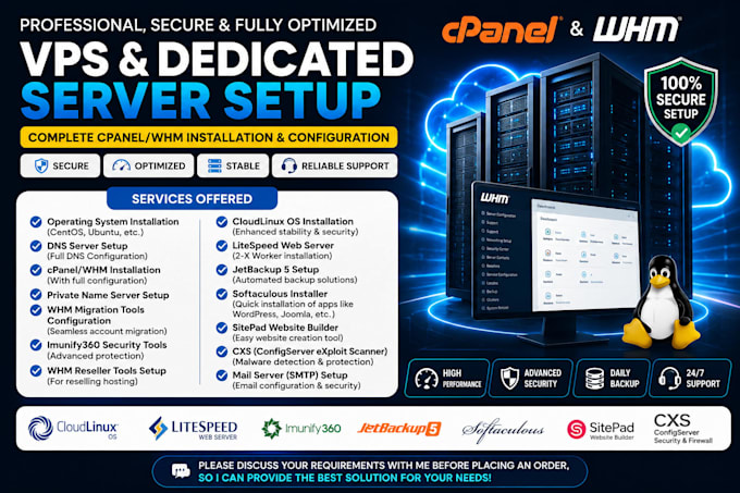 setup your vps or dedicated server here whm cpanel