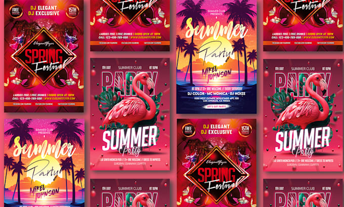 design party flyer, festival flyer or event flyer, postcard