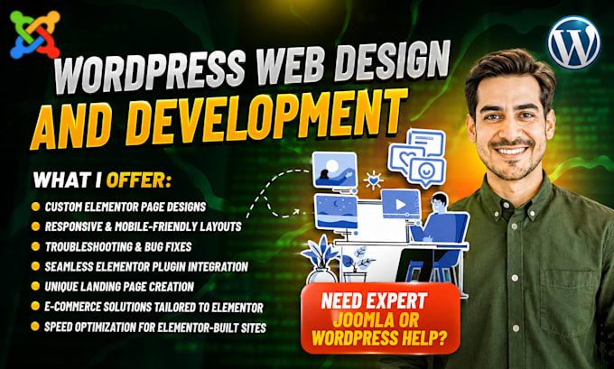 design or redesign wordpress joomla or HTML website