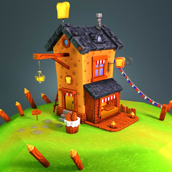 create low poly handpainted 3d models, textured game props, and 3d weapons model