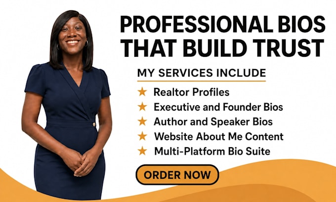write professional SEO author bio realtor profile HR essay case study writing