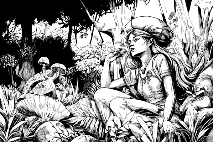 draw black and white illustrations