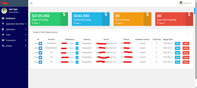 do electronic visa application website with crm