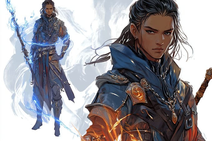 Draw dnd character fantasy art , concept art, game art character design ...