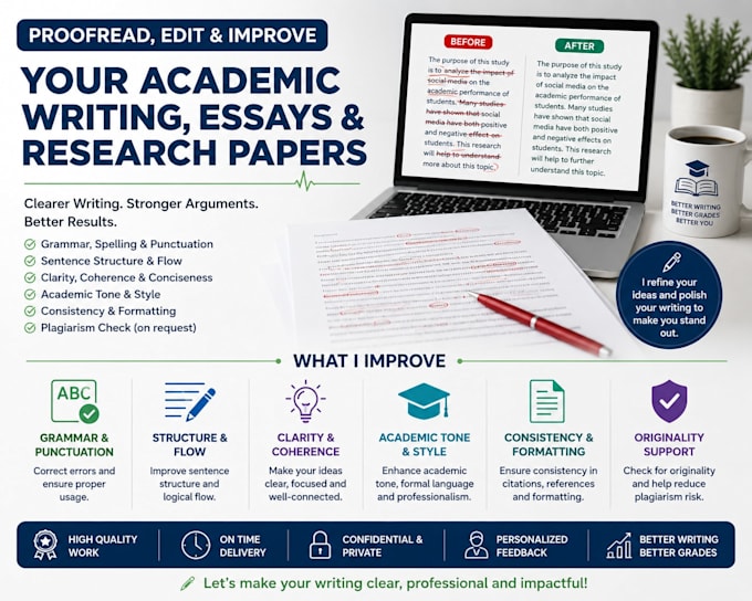 proofread, edit, and improve your academic writing, essays, and research papers
