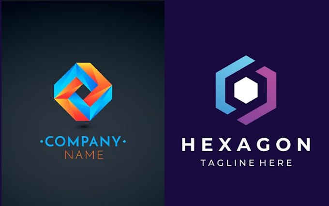 design unique modern geometric 3d logo with polygon elements
