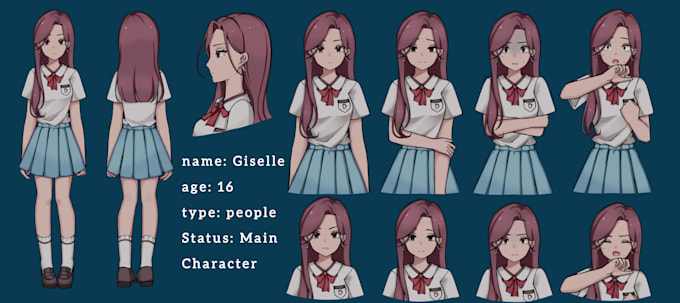 draw a character reference sheet in anime style