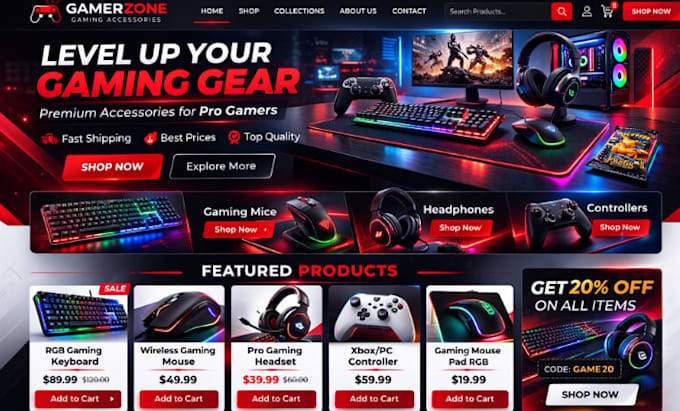 create a professional gaming accessories shopify store