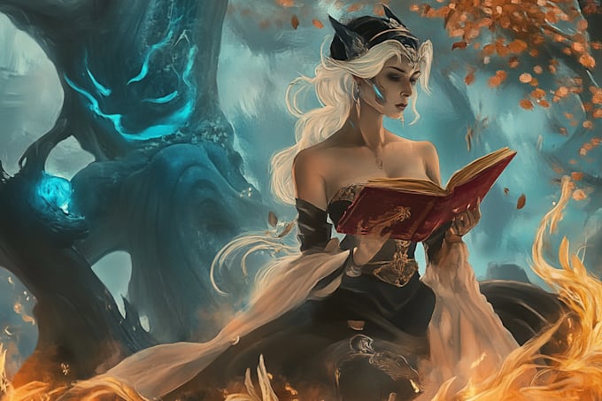 draw fantasy book cover design with stunning artwork